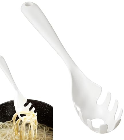 Spaghettisked server | Pasta serveringsgaffel med långt handtag – manuell pastasked med tänder spagettigafflar för nudlar, dumplings, pasta