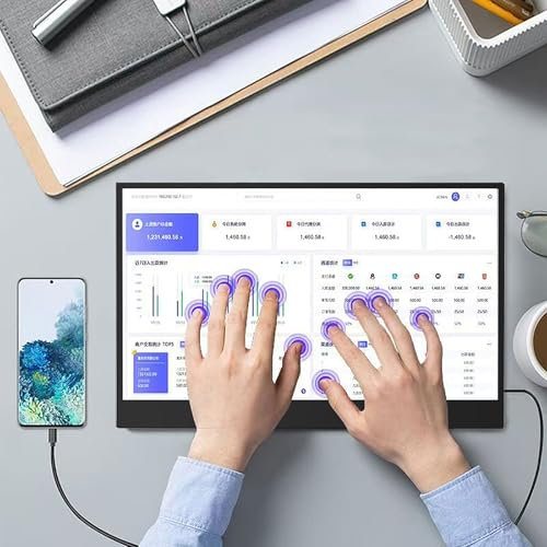18,5 Tums PC Touchscreen Monitor, 1080P IPS Full HD 10-punkters Eye Care Touch Screen Monitor Med 180° Roterande Stativ Och Type-B HDMI VGA-port, Kompatibel Med PC, Bärbar Dator, Smartphone