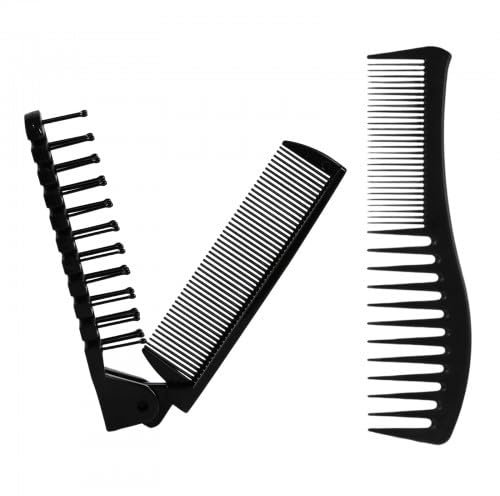 2 Pezzi Pettine Pieghevole, Piccola Pieghevole Spazzola per Capelli, Pettine a Denti Larghi, Pettine per Capelli, Spazzola per Capelli Viaggio, Portatile Piccolo Pettine Nero, per donne e uomini
