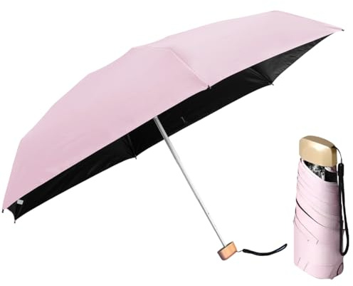 NHQZ Ombrello Pieghevole Piccolo,Mini Ombrello da Viaggio,Ombrello Portatile Piccolo,Ombrello Tascabile,Per Donne e Uomini, Ldeale per Viaggi,Sakura Rosa
