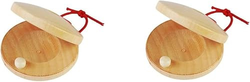 Wooden Castanet, Percussion Instrument - 2Pcs Hand Finger Castanets, Wood Castanets Classroom DIY Rhythm Music Musical Instrument