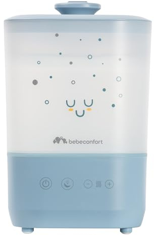 Bebeconfort Cool-Mist Luftbefeuchter Baby, Baby Nachtlicht mit 7 Farben, Ultraschalltechnologie (bis 48 Stunden), 2,1 Liter Easy-Fill-Wassertank, Ausschaltautomatik, Reinigungsbürste Inklusive, Blau
