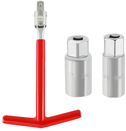 YOIASUGH Spark Plug Socket Wrench T-Handle, Universal Spark Plug Remover and Installer Tool for Motorcycles, Small Motor Vehicles, Lawn Mowers, 6mm (5/8) & 21mm (13/16) Sizes