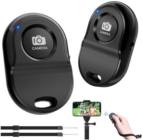 TESECU Telecomando Bluetooth, Telefono Cellulare, Bluetooth, Selfie Remoto, Telecomando per iOS, Smartphone Android, 2 Pezzi - Nero