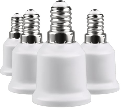 4 Pièces E14 vers E27 Adaptateur, Convertisseur de Douille Base de Lampe, Adaptateur Douille Ampoule pour Ampoules LED et à Incandescence et Ampoules Fluocompactes
