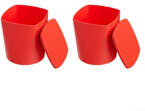 Ramekins For Air Fryer, Portable Silicone Snack Cup With Lid Shock-proof Air Fryer Egg Poacher Ramekins Accessories For Air Fryer, Microwave And Oven(red)