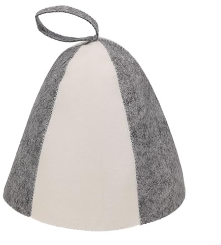 Heat Insulating Wool Felt Sauna Hat with Thickened Fabric Providing Comfortable Warmth and Forehead Protection for Sauna (Gray and white)