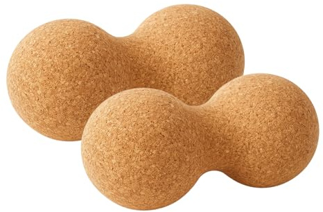 Yoga Ball a Doppia Sfera in Sughero Naturale FD Sport - 12x6cm | Palla Massaggio Miofasciale per Schiena, Collo, Fisioterapia, Pilates e Trigger Point | Leggera ed Eco-Sostenibile