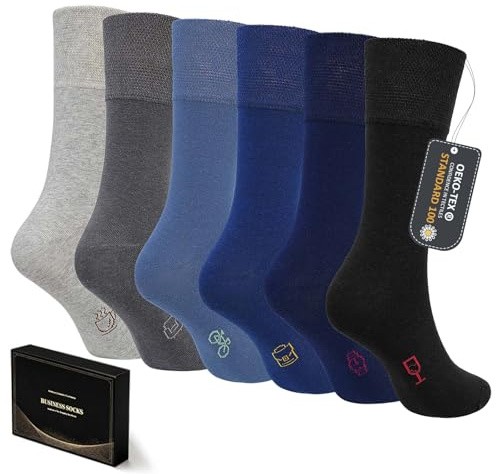 LOFIR Calcetines de Negocios Algodon Hombre: Calcetines de Vestir Transpirables Mujer Ultra Suaves Sin Elásticos sin Costuras para Trabajo Oficina Personas Mayores 6 Pares