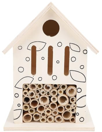 Naroote Casetta per Api in Legno, Hotel per Api in Legno Massello, Casetta per a Tubi Cavi con Design Che Attira l'impollinazione, Ideale per Giardino e Casa per all'aperto