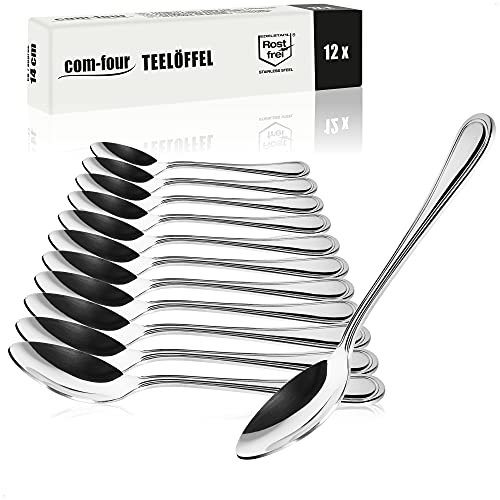 COM-FOUR® 12x Cucchiaini da tè in acciaio inossidabile - eleganti posate da tavola dal design semplice - cucchiaini da dolci - servizio da tè ca. 15cm (12 pezzi - 15 cm)