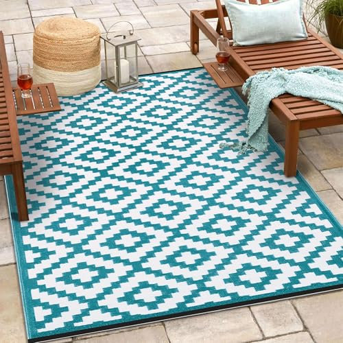 Green Decore Outdoor Reversible Nirvana Rug (120 x 180 cm, Teal Blue/White)