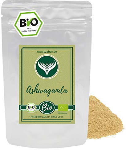 Azafran BIO Ashwagandha Pulver - Indischer Ginseng (Schlafbeere) gemahlen 500g