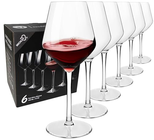 COOKY.D Incassable Verres à Vin Rouge de Bordeaux 425ml, Tritan-Plastique Grand Verres à Vins pour Mariage et Fête, Lave-vaisselle Garanti, Lot de 6