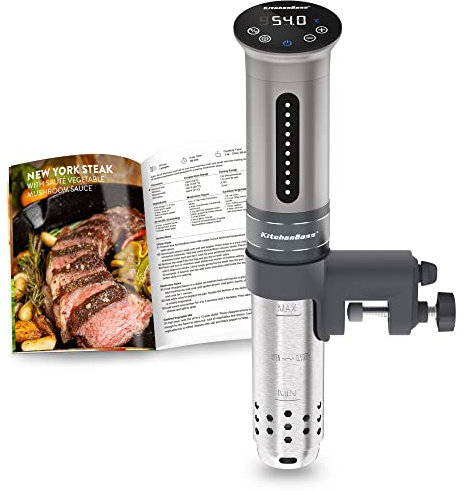 KitchenBoss Sous Vide Cooker Ultra-Quiet Immersion-Circulator: Stainless Steel | G310 Silver Machine Brushless DC Motor |1100 Watts | IPX7 Waterproof
