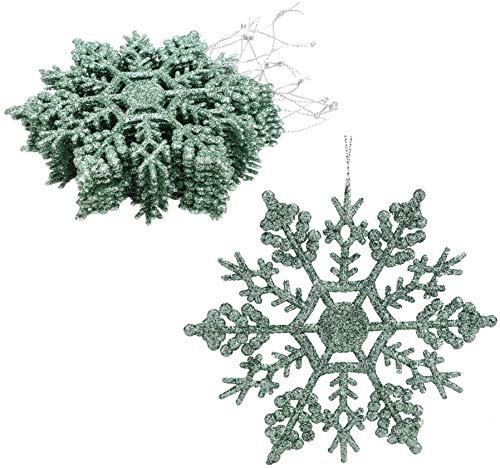 Christmas Concepts® Packung mit 12-10 cm Glitter Schneeflocke zum Aufhängen - Weihnachtsschmuck… (minzgrün)