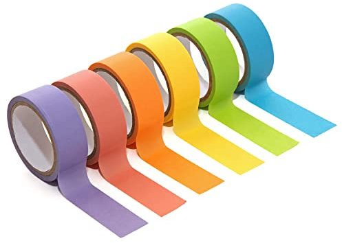 Zink Buntes Washi-Klebeband-Set mit Regenbogenfarben aus Pastellfarben.