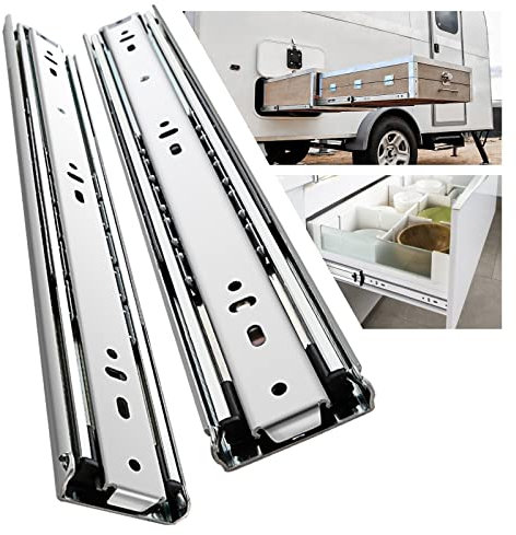 SHUHANG Glissiere pour Tiroir Charge Lourde Avec Amortisseur Coulisse Tiroir 68kg Capacité de Charge Roulement à Billes 300 350 400 450 500 550 600 650 700 750 800 850 900 950 1000 mm, 1 paire