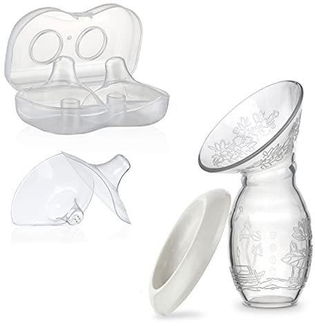 Tiralatte manuale + 2 paracapezzoli allattamento - Pack Tiralatte con paracapezzoli protettivi in silicone senza BPA. Design portatile, compatto e facile da usare - Belltop.