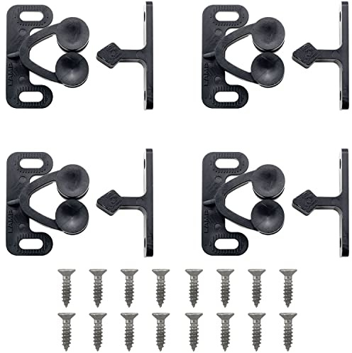Ruiwaer 4pcs Plastic Double Roller Catches Door Catches Furniture Fittings, Black