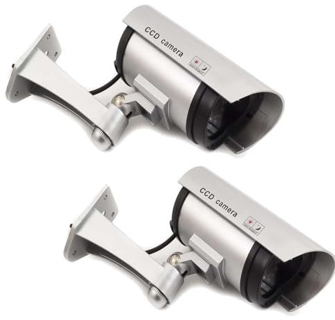 GC GLOBALCOMMERCE Kit de 2 caméras Fausses de Surveillance pour Usage extérieur avec LED Rouge Clignotant Design Professionnel
