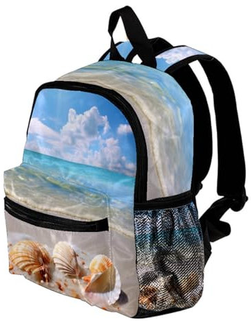 FVQL Kleinkind-Rucksack, Tagesrucksack, kleiner lässiger Rucksack für Vorschule, Kindergarten, Kinder, Strand, Sandmuschel, multi, 25.4x10x30cm/10x4x12in