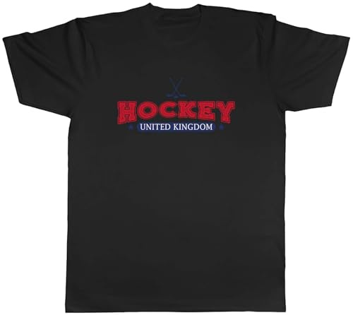 Shopagift Hockey UK United Kingdom Mens T-Shirt Supporter Fans Tee Black