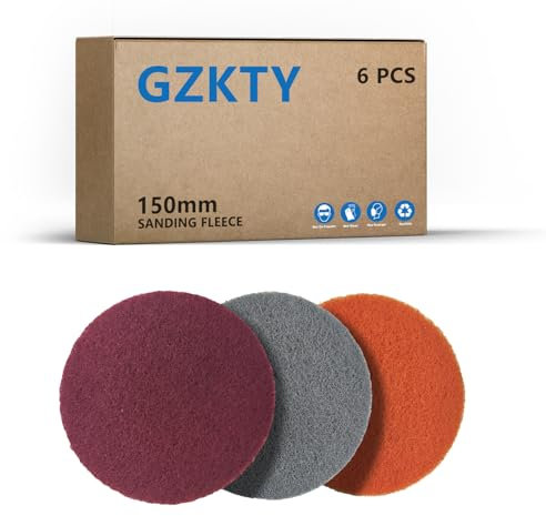 GZKTY Tampon à Récurer 150mm, 6 Pièces Pad Polissage, Eponge Abrasive, Grain P150-180/P250-300/P600-700, pour Vaisselle, Évier, Cuisine, Salle De Bains Et Grilles en Métal, etc.