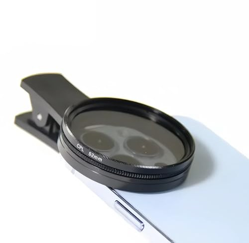 52mm CPL Filter for iPhone 17 16 15 Pro Max, Professional Phone Camera Lens Filter with Universal Clip, Circular Polarizer for Samsung S26 S25 Ultra, Pixel - Reduce Glare & Enhance Blue Sky