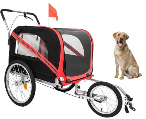 Remolque para Bicicleta para Perros, Carrito de Remolque Plegable para Perros y Mascotas para Bicicleta, Carrito de Carga para Bicicletas(Red)