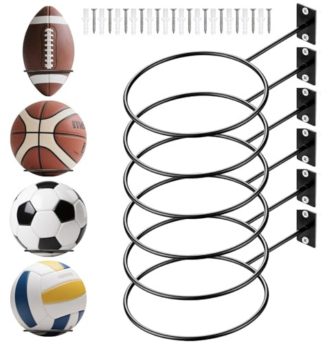 KGGZKG Väggfäste bollställ bollhållare vägg metall bollhållare svart baskethållare väggbollhållare med skruvar för basket volleyboll fotboll rugby
