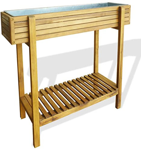 WIFESE Fioriera rialzata, per giardino, balcone, cortile, terrazza o ingresso, decorazione per esterni, marrone, 90 x 30 x 75 cm