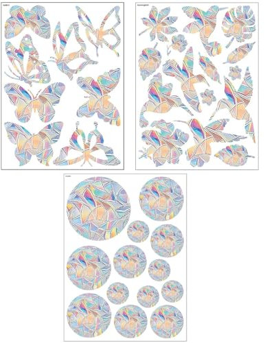 ZUWIJEQ 3 Set Sun Catcher Adesivi, Adesivi Finestre Acchiappasole, Finestra Con Pellicola Arcobaleno Con Effetto Prisma, Adesivi Per Vetro Anticollisione Per Uccelli, Decorazioni Per Porte, Finestre