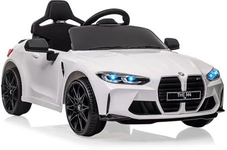 Garvee Voiture Électrique Enfant sous Licence BMW M4 avec Télécommandé, Véhicule Électrique 12V avec Vitesses 3 km/h, Klaxon, LED Et Musique, pour Enfants 3+ Ans
