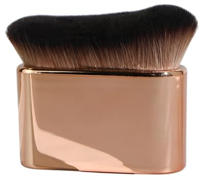 Hsyadazi Pinceau autobronzant – Grand pinceau de maquillage 6,8 × 7,6 cm, poils doux or rose, idéal pour le corps, le visage, la poudre bronzante et le blush