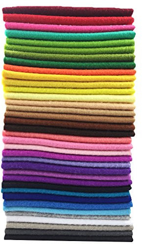 flic-flac 36pcs 1.4mm Soft Felt Fabric Sheet Assorted Color Felt Pack DIY Craft Sewing Squares Nonwoven Patchwork (20 x 20 cm)