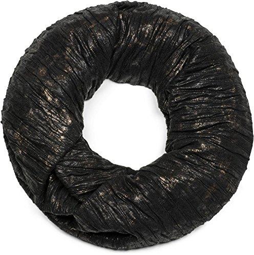 styleBREAKER fular de tubo en apariencia antigua metálica con arrugas, fular de tubo, pañuelo, unisex 01017072, color:Negro-bronce