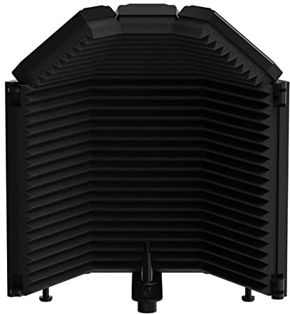XTUGA Recording Microphone Isolation Shield with Pop Filter,High Density Absorbent Foam to Filter Vocal,Top Enclosed Foldable Soundproof Cover for Condenser Microphone Recording Equipment