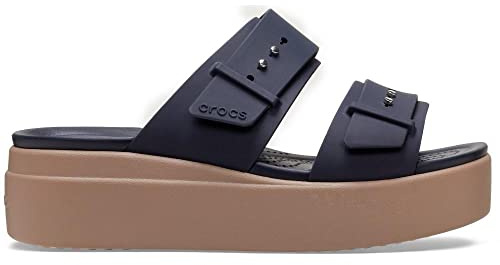 Crocs Damen Brooklyn Buckle Low Wedge Sandal, Deep Navy, 38/39 EU
