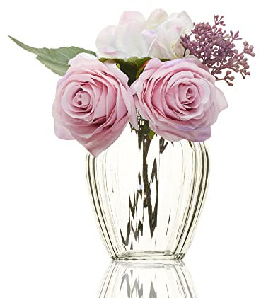 Wrenbury Small Glass Vase for Flowers 11cm – Mini Single Bud Vase for Table Decoration – Fluted Container Vintage for Mothers Day