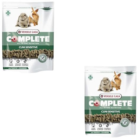 Versele-Laga Complete Cuni Sensitive | Doppelpack | 2 x 500 g | Alleinfuttermittel für Kaninchen | Unterstützend bei Haarballen | All-in-one Pellets | Von Tierärzten entwickelt