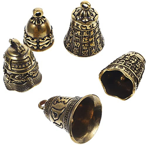 SEWACC 5 Stück Messingglocken Kleine Hängeglocken Anhänger Vintage-Glöckchen Kleine Tibetische Glocken Bastelglocken DIY-Schmuckherstellung Anhänger Für Halskette Armband