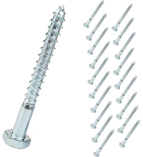 Hex Screw Coach Screws Hex Lag Screws, Hexagonal Self-Tapping Head Machine Wood Screws, M8 Heavy Duty Fastening Drilling Screws Long Hexagon Lag Bolts Carbon Steel Galvanized Silver, 20pcs (M8×120mm)