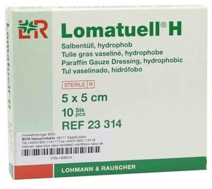 LOMATUELL H Salbentüll 5x5 cm steril 10 St