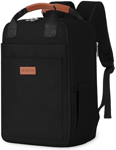 FIORETTO für Ryanair Handgepäck Rucksack 40x20x25 Klein Reiserucksack für Flugzeug Reise Rucksack Travel Backpack Carry on Luggage Schulrucksack mit Separatem 14-Zoll-Laptopfach Herren Damen Schwarz