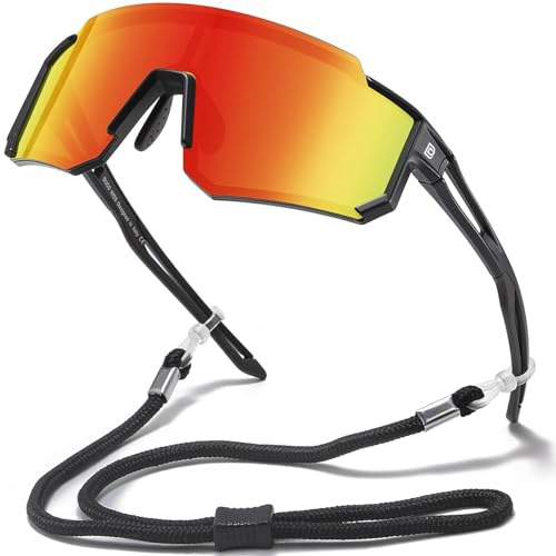 DUCO Lunettes de soleil polarisées pour la jeunesse et le sport - Pour le cyclisme, l'ombre, cadre léger, UV400 - Pour enfant, garçon et fille - Pour le baseball - 8-16 ans DK310