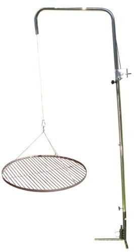 Edelstahlrohr Grillgalgen + 70 cm Edelstahl Grillrost/nur 10 mm lichter Stababstand/Schwenker Schwenkgrill Geschenk Geburtstag Weihnachten