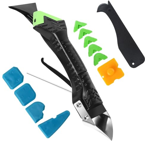 Silicone Caulking Tool,5 in1 caulk remover tool with Grout Scraper,caulking tool kit，Adhesive Residue Scraper Seam Repair Tool Kit for Kitchen Bathroom