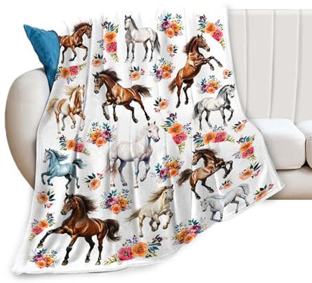 Horse Throw Blanket Horse Gifts Blanket for Girls Women Men Boys Kids Adults Super Soft Cozy Plush Fluffy Fuzzy Fleece Blanket Home Decor 40''X50''