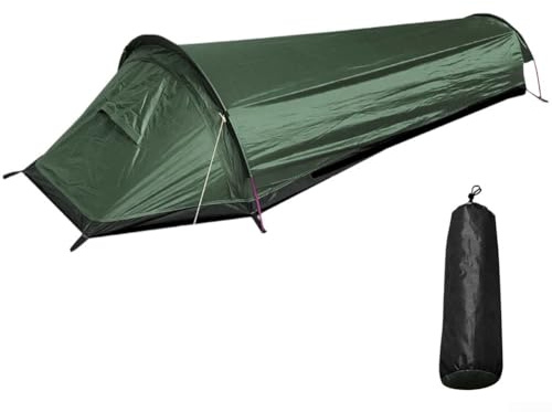 Tenda da trekking e campeggio, ultraleggera, per una persona, design compatto, con apertura in rete traspirante (verde)
